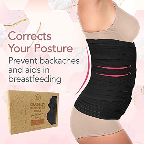 KeaBabies Envoltura De Recuperación De Apoyo del Vientre Posparto 3 en 1 - Banda De Vientre para Posnatal, Embarazo, Maternidad - Fajas para Mujeres Body Shaper (Midnight Black, One Size)
