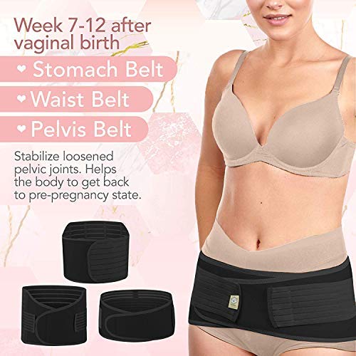 KeaBabies Envoltura De Recuperación De Apoyo del Vientre Posparto 3 en 1 - Banda De Vientre para Posnatal, Embarazo, Maternidad - Fajas para Mujeres Body Shaper (Midnight Black, One Size)