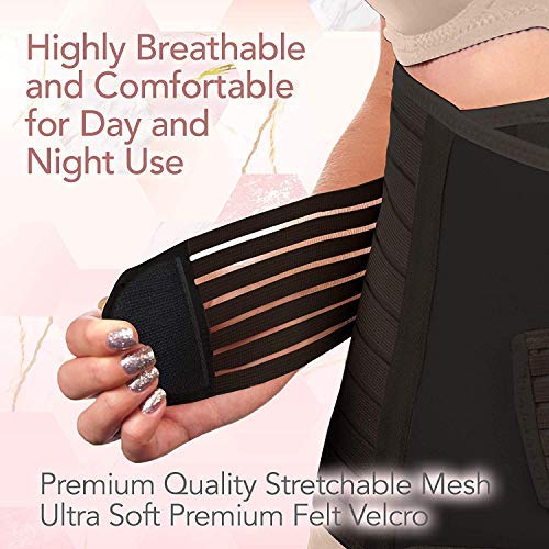 KeaBabies Envoltura De Recuperación De Apoyo del Vientre Posparto 3 en 1 - Banda De Vientre para Posnatal, Embarazo, Maternidad - Fajas para Mujeres Body Shaper (Midnight Black, One Size)