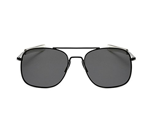 Keephen Nueva protección polarizada del marco de metal de las gafas de sol cuadradas del aviador retro UV400