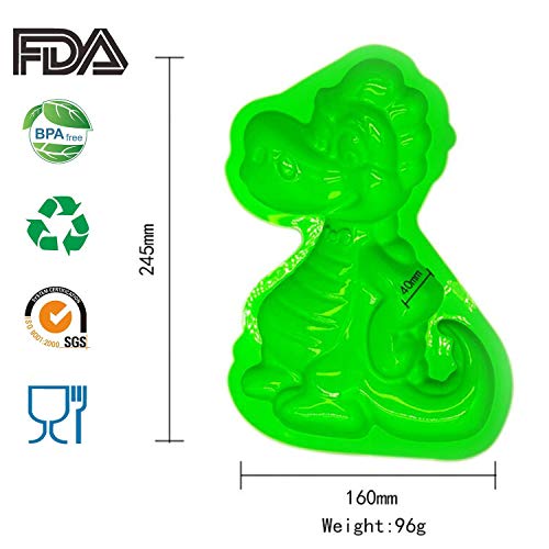 KeepingcooX® 3D Molde de pastel de feliz cumpleaños de dinosaurio para niños - Molde para hornear pastel de mousse de silicona antiadherente, resistente al calor, 24 x 4 x 17 cm