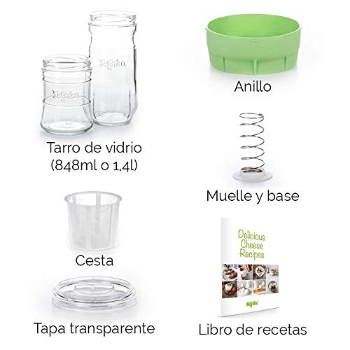 Kefirko Cheese Maker - El set ideal para preparar queso de kéfir en casa (Verde)