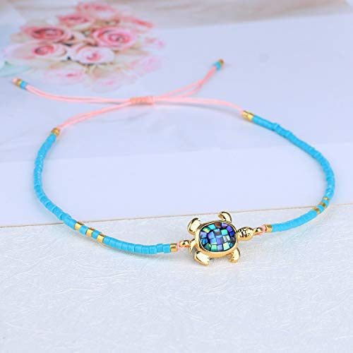 KELITCH Miyuki Cuentas abulón Tortuga Wrap Pulseras Amistad Pulsera Nueva Tortuga Ajustable Pulseras