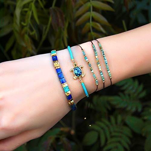 KELITCH Miyuki Cuentas abulón Tortuga Wrap Pulseras Amistad Pulsera Nueva Tortuga Ajustable Pulseras