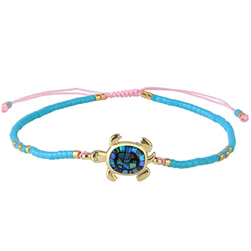KELITCH Miyuki Cuentas abulón Tortuga Wrap Pulseras Amistad Pulsera Nueva Tortuga Ajustable Pulseras
