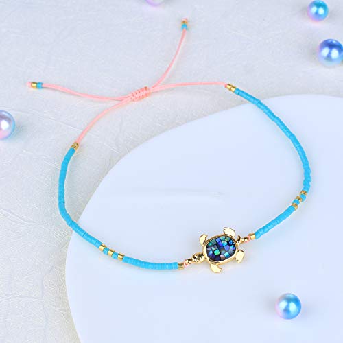 KELITCH Miyuki Cuentas abulón Tortuga Wrap Pulseras Amistad Pulsera Nueva Tortuga Ajustable Pulseras