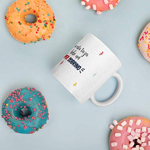 Kembilove Taza de Café para Sobrino – Aquí Bebe un Super Sobrino – Taza de Desayuno para Familia – Regalo Original para Familiares, Navidad, Aniversarios – Taza de Cerámica de 350 ml