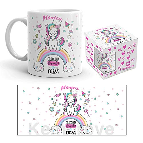 Kembilove Taza de Desayuno Personalizada de Unicornio con Nombre – Tazas Unicornio con Frases Divertidas y Motivadoras - Regalo Original Personalizado Diferentes Modelos de Unicornio 8 Cerámica