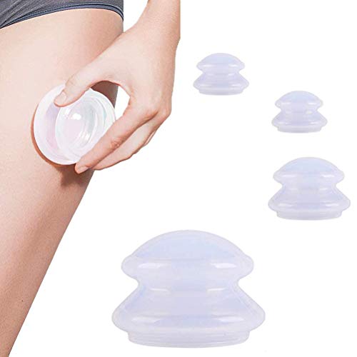 KENANLAN Ventosa Anticelulitica, 4 piezas Copas de masaje de silicona Ventosas de vacío Terapia de ventosas de celulitis para la celulitis Dolor muscular Artritis Tratamiento de la celulitis