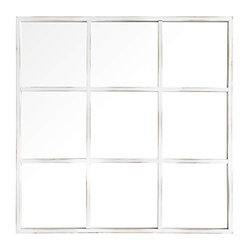 Kenay Home Luci Espejo, Madera, Blanco, 90x5x90 cm