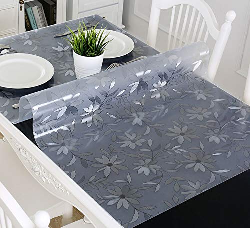 KenFandy PVC Transparente Mantel Mantel Cubierta a Prueba de Agua Patrón de Cocina Aceite de Cristal Mantel de Tela Suave de 1,0 mm, patrón Helada, 85X100Cm
