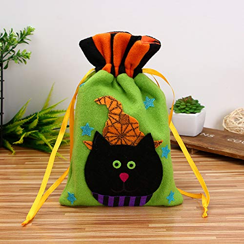 Kentop Bolsa de Regalo para Halloween Reutilizable Bolsa de Dulces con Cordón para Fiesta de Halloween Decoración para Niños (Verde)
