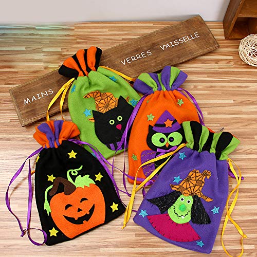 Kentop Bolsa de Regalo para Halloween Reutilizable Bolsa de Dulces con Cordón para Fiesta de Halloween Decoración para Niños (Verde)