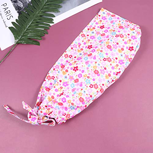 KESYOO 1 Unid Rosa Flor Estampado Algodón Sombrero Ajustable Médico Enfermera Gorra Trabajo Sombrero Floral Cabeza Protector para Trabajador