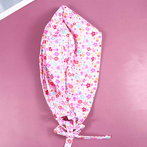 KESYOO 1 Unid Rosa Flor Estampado Algodón Sombrero Ajustable Médico Enfermera Gorra Trabajo Sombrero Floral Cabeza Protector para Trabajador