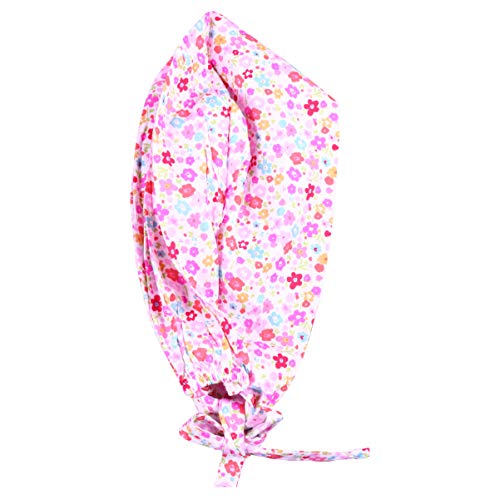 KESYOO 1 Unid Rosa Flor Estampado Algodón Sombrero Ajustable Médico Enfermera Gorra Trabajo Sombrero Floral Cabeza Protector para Trabajador