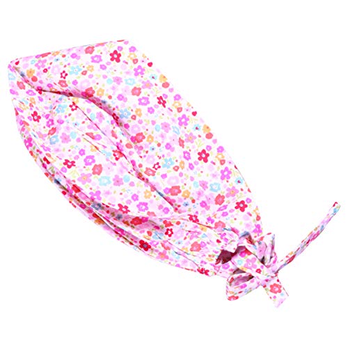KESYOO 1 Unid Rosa Flor Estampado Algodón Sombrero Ajustable Médico Enfermera Gorra Trabajo Sombrero Floral Cabeza Protector para Trabajador