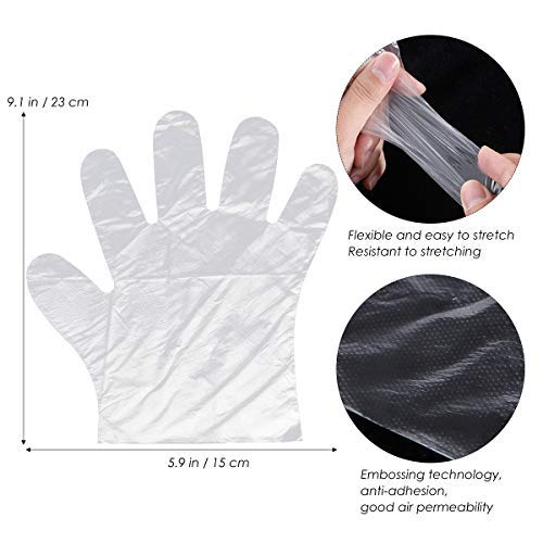 KESYOO 200 Unids/Pack Guantes de Plástico Transparente para Cocinar Guantes de Plástico Desechables para Guantes de Polietileno Desechables para El Hogar