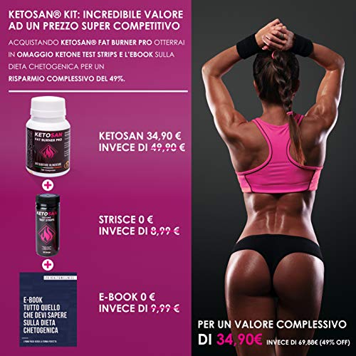 KETOSAN® Fat Burner Pro 3X1 | KIT: 120 PASTILLAS PARA ADELGAZAR + 50 TIRAS REACTIVAS PARA CETOSIS + E-BOOK E-BOOK DIETA CETOGÉNICA | quemagrasas potente para adelgazar | 100% Vegano