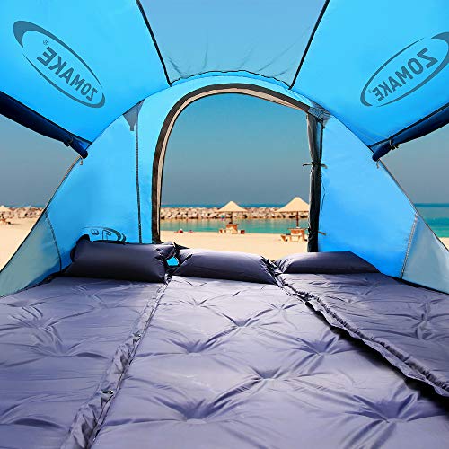 KEUMER Plegable Tienda de Playa para 3-4 Personas, Portatil Pop Up Tienda de Playa para Bebé Protección Solar Anti UV 50+(Azul Claro)	L