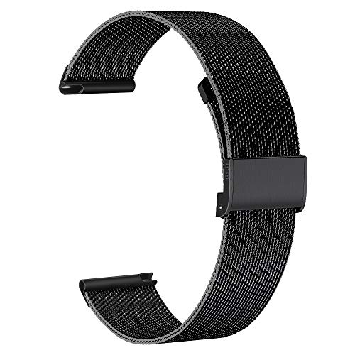 Keweni para Samsung Galaxy Active Strap, Pulsera de Repuesto con Correa de Metal para Samsung Galaxy Watch Active/Active 2 / Galaxy Watch 42 mm/Gear Sport/Gear S2 Classic Smartwatch (Negro)