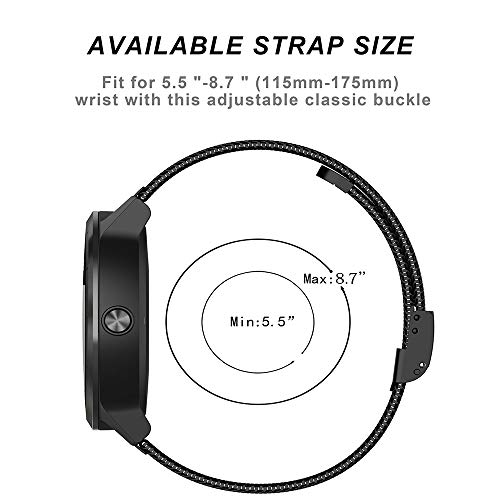 Keweni para Samsung Galaxy Active Strap, Pulsera de Repuesto con Correa de Metal para Samsung Galaxy Watch Active/Active 2 / Galaxy Watch 42 mm/Gear Sport/Gear S2 Classic Smartwatch (Negro)
