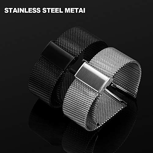 Keweni para Samsung Galaxy Active Strap, Pulsera de Repuesto con Correa de Metal para Samsung Galaxy Watch Active/Active 2 / Galaxy Watch 42 mm/Gear Sport/Gear S2 Classic Smartwatch (Negro)