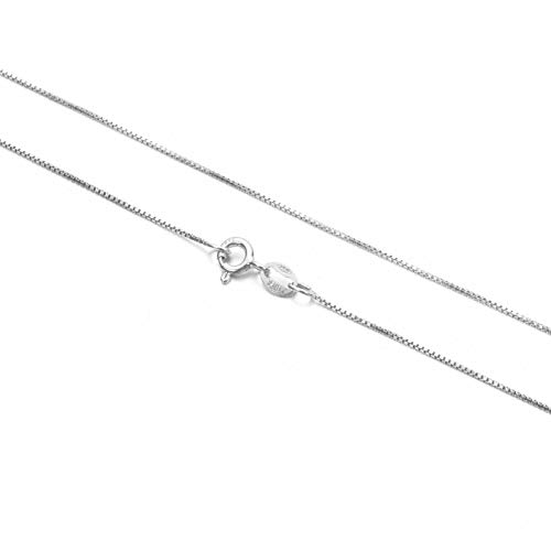 Kezef Collar - Cadena de Eslabón Cuadrado de 1 mm – Fina Plata De Ley 925 – Medidas de 35,6 cm a 1 m
