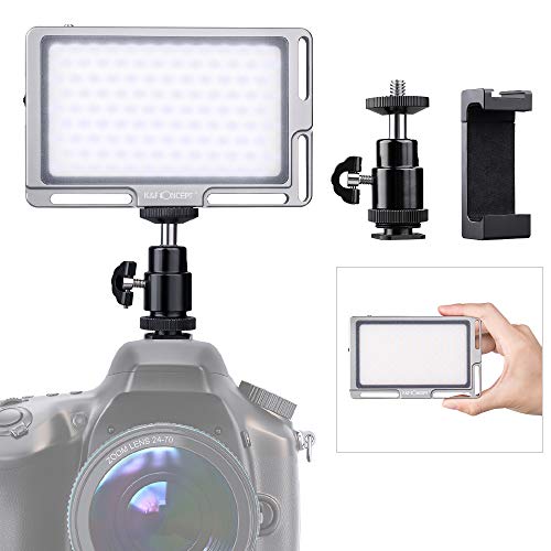 K&F Concept Panel Luz LED para Teléfono Móvil, Foco Luz Led con Batería 2800mAH/Temperatura del Color 3000K-6500K/CRI ≥96/Hot Shoe/Clip para Palo Selfie, Instagram Fotografia, Youtube Tiktok Video