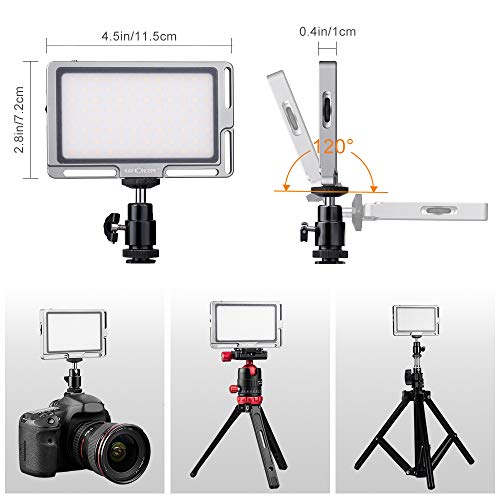 K&F Concept Panel Luz LED para Teléfono Móvil, Foco Luz Led con Batería 2800mAH/Temperatura del Color 3000K-6500K/CRI ≥96/Hot Shoe/Clip para Palo Selfie, Instagram Fotografia, Youtube Tiktok Video