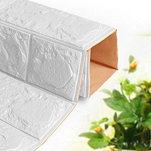 K&F-qianzhi 10PCS 70X77cm Papel Pintado De Ladrillo Blanco, Panel De Pared 3D Ladrillo PE Espuma DIY Pegatinas De Pared Papel Pintado Autoadhesivo