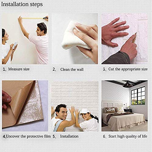 K&F-qianzhi 10PCS 70X77cm Papel Pintado De Ladrillo Blanco, Panel De Pared 3D Ladrillo PE Espuma DIY Pegatinas De Pared Papel Pintado Autoadhesivo