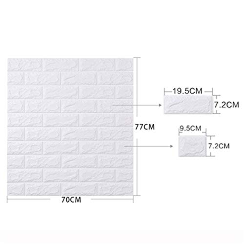 K&F-qianzhi 10PCS 70X77cm Papel Pintado De Ladrillo Blanco, Panel De Pared 3D Ladrillo PE Espuma DIY Pegatinas De Pared Papel Pintado Autoadhesivo