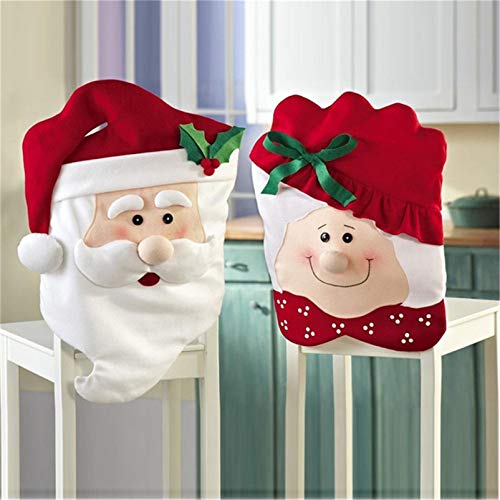 Kfnire Cubierta de la Silla Decorativa, 2Pcs Sr. / Sra. Papá Noel Navidad Cocina Comedor Silla Cubiertas Decoración de Navidad Decoración (# A)