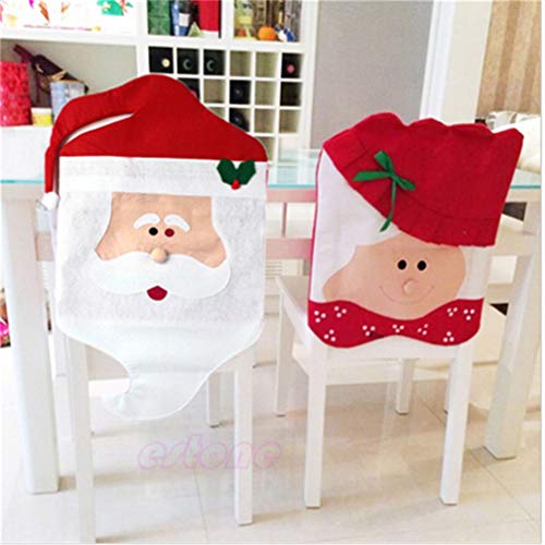 Kfnire Cubierta de la Silla Decorativa, 2Pcs Sr. / Sra. Papá Noel Navidad Cocina Comedor Silla Cubiertas Decoración de Navidad Decoración (# A)
