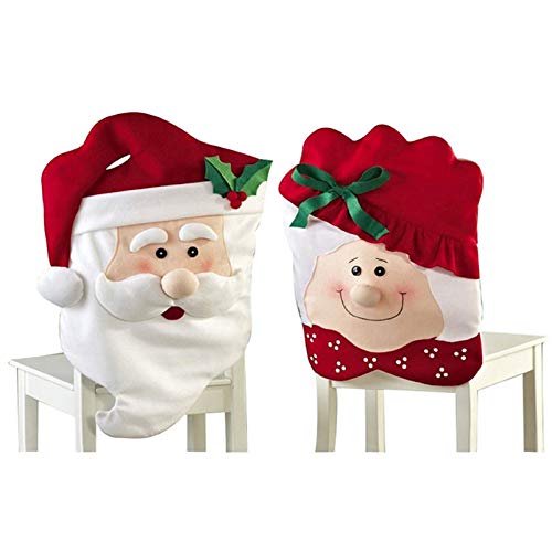 Kfnire Cubierta de la Silla Decorativa, 2Pcs Sr. / Sra. Papá Noel Navidad Cocina Comedor Silla Cubiertas Decoración de Navidad Decoración (# A)
