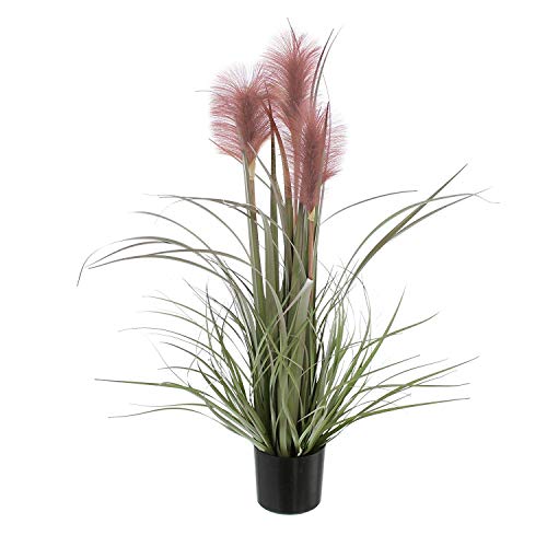 khevga - Planta artificial en maceta, 80 cm de alto, con 3 flores color malva