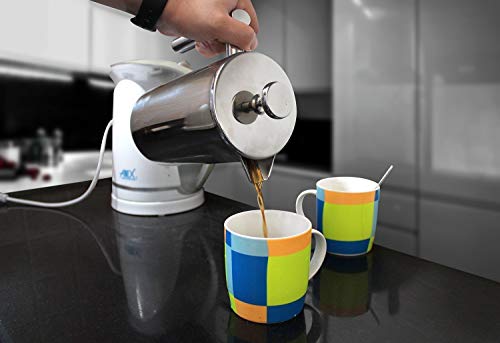 KICHLY (1L / 1000 ml) 8 tazas Cafetera Francesa Doble Pared - espresso y tetera Acero inoxidable