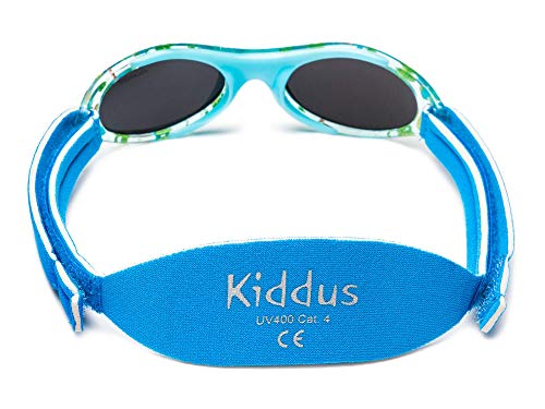 Kiddus Gafas de sol PREMIUM POLARIZADAS para bebé, niño y niña. 0 meses a 2 años. UV400 100% protección rayos UVA y UVB. Suave puente de SILICONA para la nariz. Banda ajustable de NEOPRENO