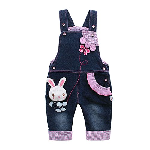 Kidscool - Peto vaquero para niñas, diseño de conejito, suave, estilo casual