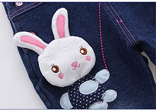 Kidscool - Peto vaquero para niñas, diseño de conejito, suave, estilo casual