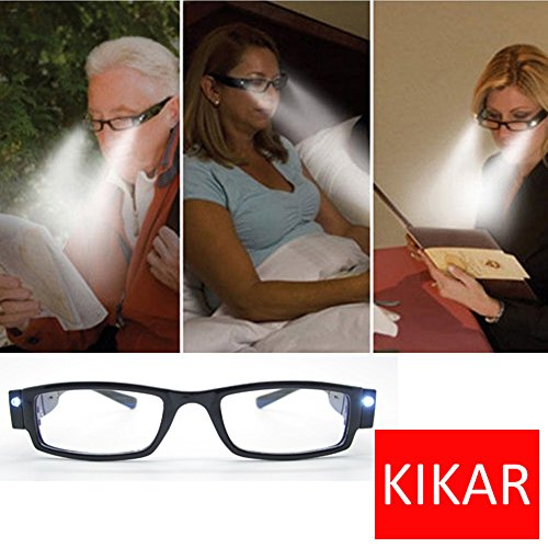 KIKAR - Gafas de lectura con luz LED con estuche resistente y elegante, mejora tu visión incluso en la oscuridad. Dioptrías disponibles +1,0, +1,5, +2,0, +2,5, +3,0
