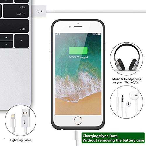 kilponen Funda Batería para iPhone 6/6S/7/8, [6000mAh] Funda Cargador Portatil Batería Externa Ultra Carcasa Batería Recargable Power Bank Case para iPhone 6/6S/7/8 (4.7 Pulgadas)
