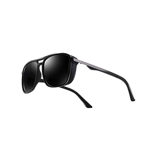 kimorn Gafas De Sol Polarizado Para Los Hombres Marco Cuadrado Unisexo Deportes Al Aire Libre Gafas Clásico K0623 (Mate-Negro&Gris)