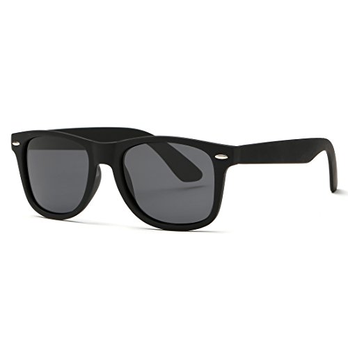 kimorn Polarizado Gafas De Sol Clásico Unisexo Cuerno Rimmed Años 80 Retro AE0300 (Negro, 52)