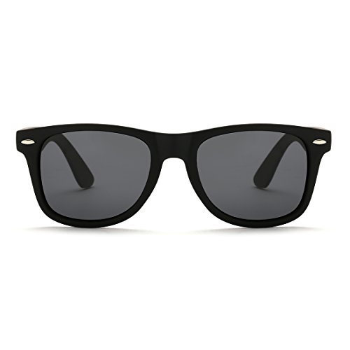 kimorn Polarizado Gafas De Sol Clásico Unisexo Cuerno Rimmed Años 80 Retro AE0300 (Negro, 52)