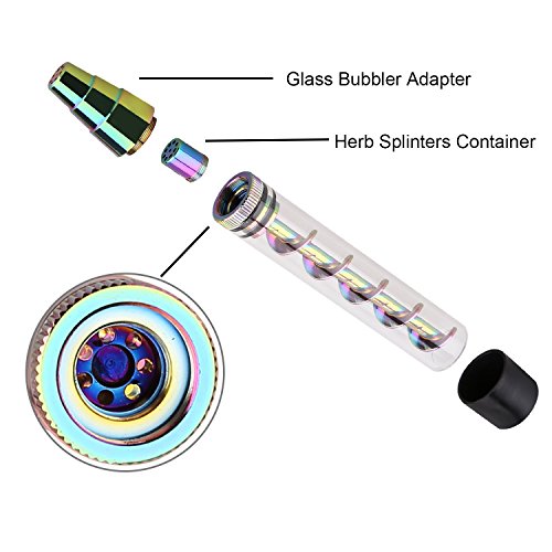 King Gift Twisty Glass Blunt – Viene con una botella de cristal, un kit de limpieza – Tubo de fumar para tabaco, hierbas secas, té, hojas de hierbas y especias (arco iris)