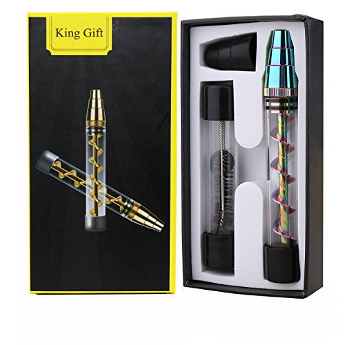 King Gift Twisty Glass Blunt – Viene con una botella de cristal, un kit de limpieza – Tubo de fumar para tabaco, hierbas secas, té, hojas de hierbas y especias (arco iris)