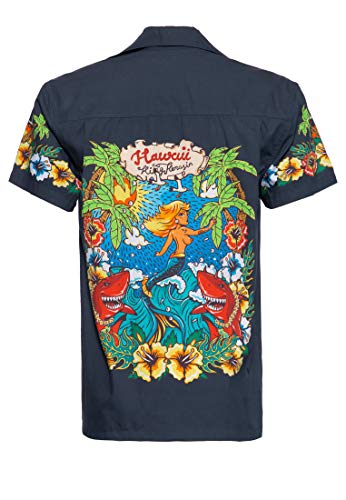 King Kerosin Mermaid Camisa, Azul Marino, XXXXL para Hombre