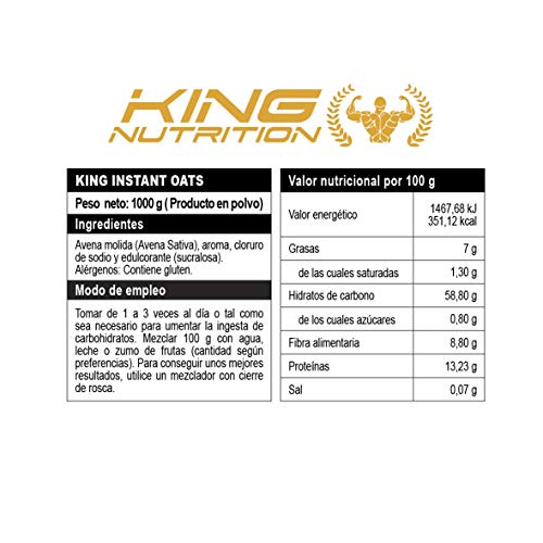King Nutrition Instant Oats Suplemento Harina de avena 1kg Cookies and Cream